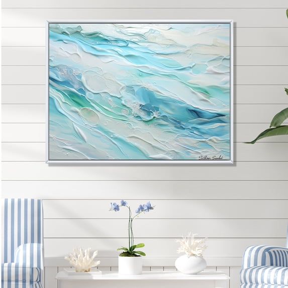 Designart "Liquid Art Of Oceanic Charm" Ocean Floater Framed Canvas Art Print