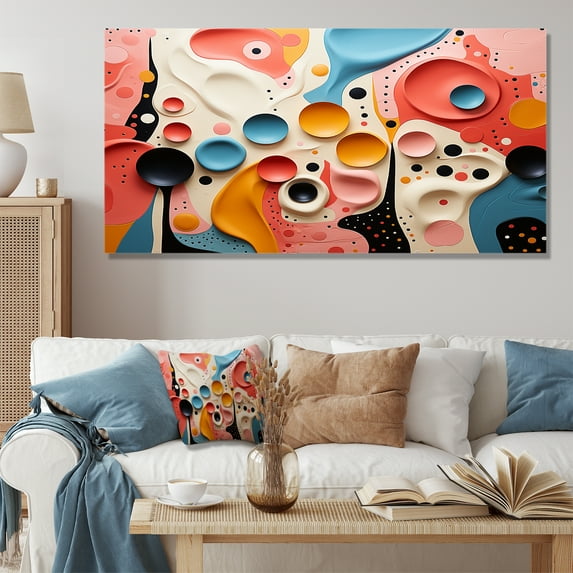 Designart "Liquid Art Swirls Colorful Abstract Symphony I" Oversized Abstract Wall Art - Modern Multicolor Abstract Modern Shapes Hallway Wall Art Decor