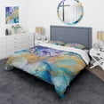 thumbnail image 1 of Designart "Liquid Art in Turquoise and Purple IV" Fractals Bedding Covert Set - Abstract Turquoise Modern Bed Set With 2 Shams, 1 of 6
