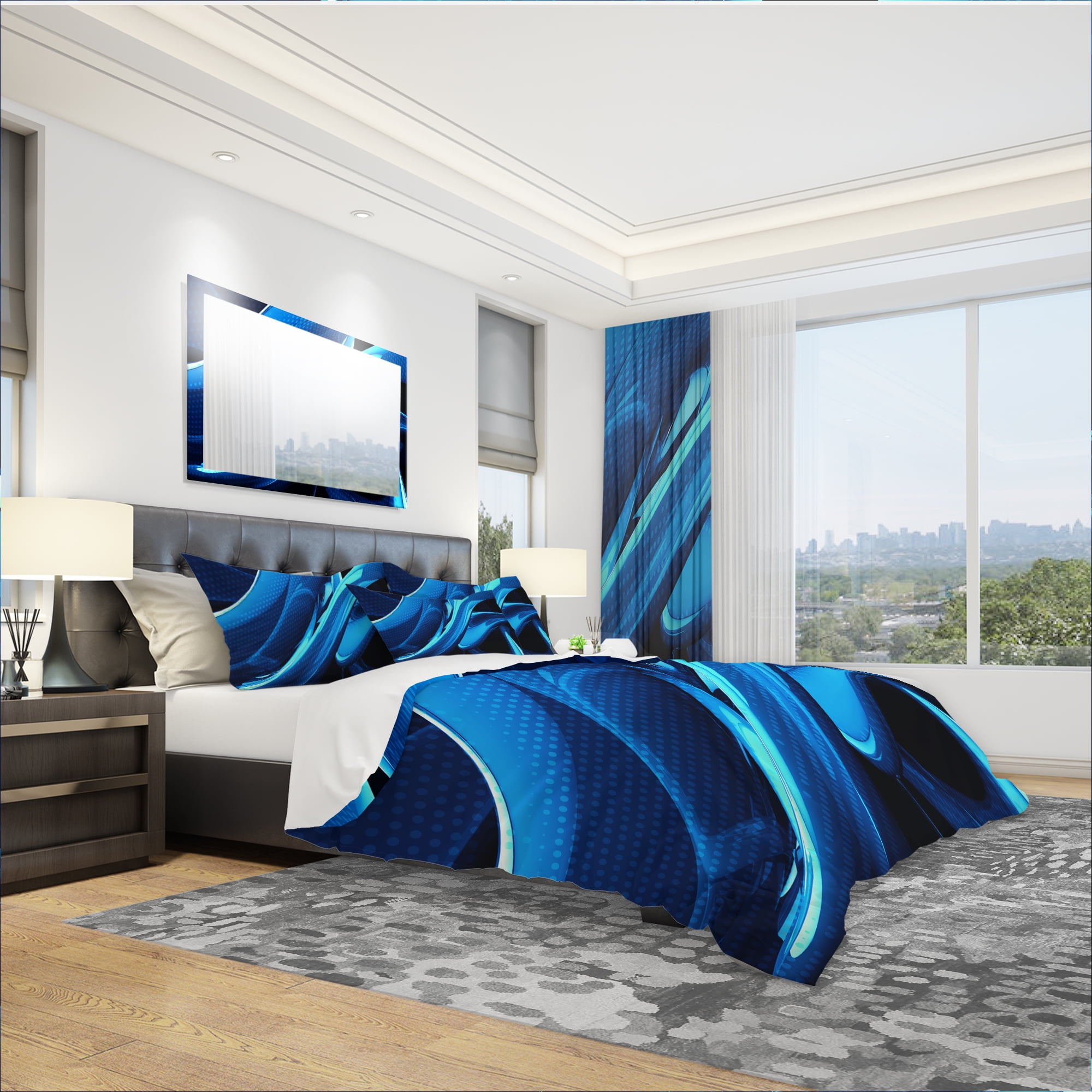 Designart 'Liquid Blue Abstract' Modern & Contemporary Duvet Cover Set