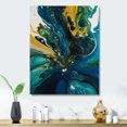 thumbnail image 1 of Designart "Liquid Dreams in Teal and Yellow II" Abstract Shapes Metal Wall Art, 1 of 5