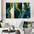 thumbnail image 1 of Designart "Liquid Dreams in Teal and Yellow III" Abstract Wall Art Set Of 3 - Teal Abstract Gallery Wall Set For Home Decor, 1 of 7