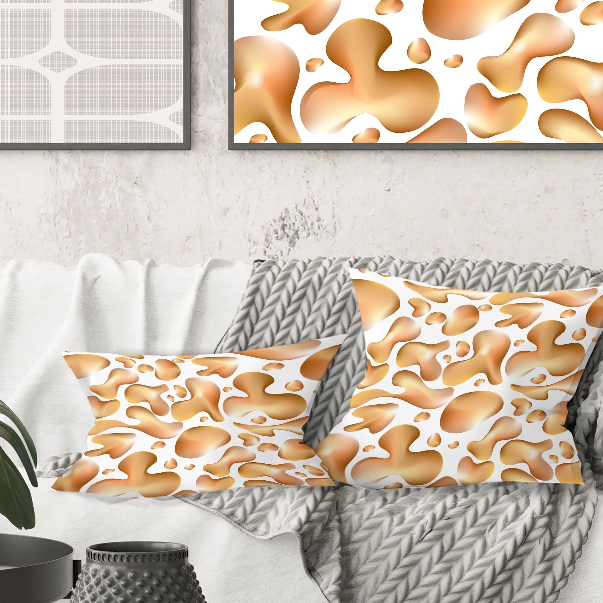 Designart Liquid Gold I' Mid-Century Modern Throw Pillow - 16x16