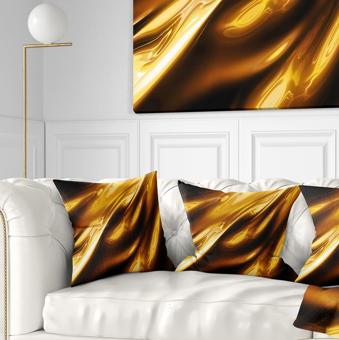 Designart Liquid Gold Texture Pattern - Abstract Throw Pillow - 16x16