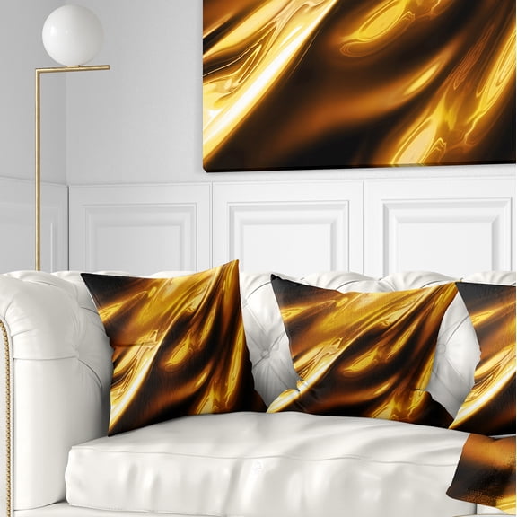 Designart Liquid Gold Texture Pattern - Abstract Throw Pillow - 16x16