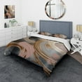thumbnail image 1 of Designart "Liquid Ink Circles in Pink and Gold Abstract I" Abstract Shapes Bedding Covert Set - Abstract Gold Modern Bed Set With 2 Shams, 1 of 5
