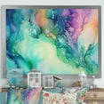 thumbnail image 1 of Designart "Liquid Ink In Teal And Purple Borealis" Aurora Borealis Picture Framed Canvas Art Print, 1 of 5