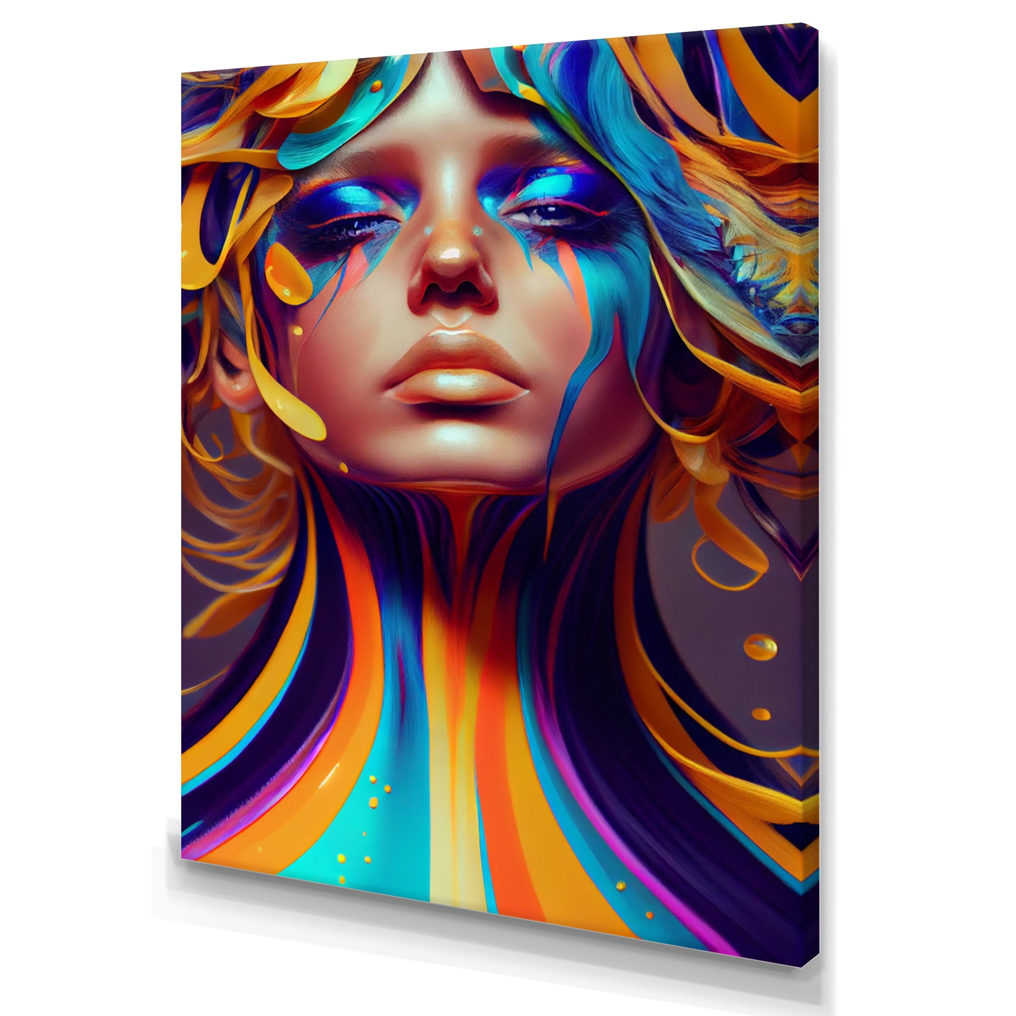 Designart Liquid Ink Sensual Woman Portrait VII Canvas Wall Art