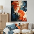 Designart "Liquid Ink Waves Blue and Orange Fusion V" Abstract Canvas