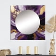 thumbnail image 1 of Designart "Liquid Magic in Purple and Gold III" Abstract Square Mirror Wall Decor Transitional - Large Purple Square Bathroom Mirror - Square Printed Wall Mirror Art, 1 of 5