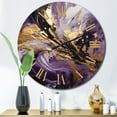 thumbnail image 1 of Designart "Liquid Magic in Purple and Gold II" Abstract Oversized Wall Clock, 1 of 5