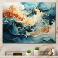 thumbnail image 1 of Designart "Liquid Ocean Storm In Blue And Gold I" Abstract Shapes Wall Art Prints, 1 of 7