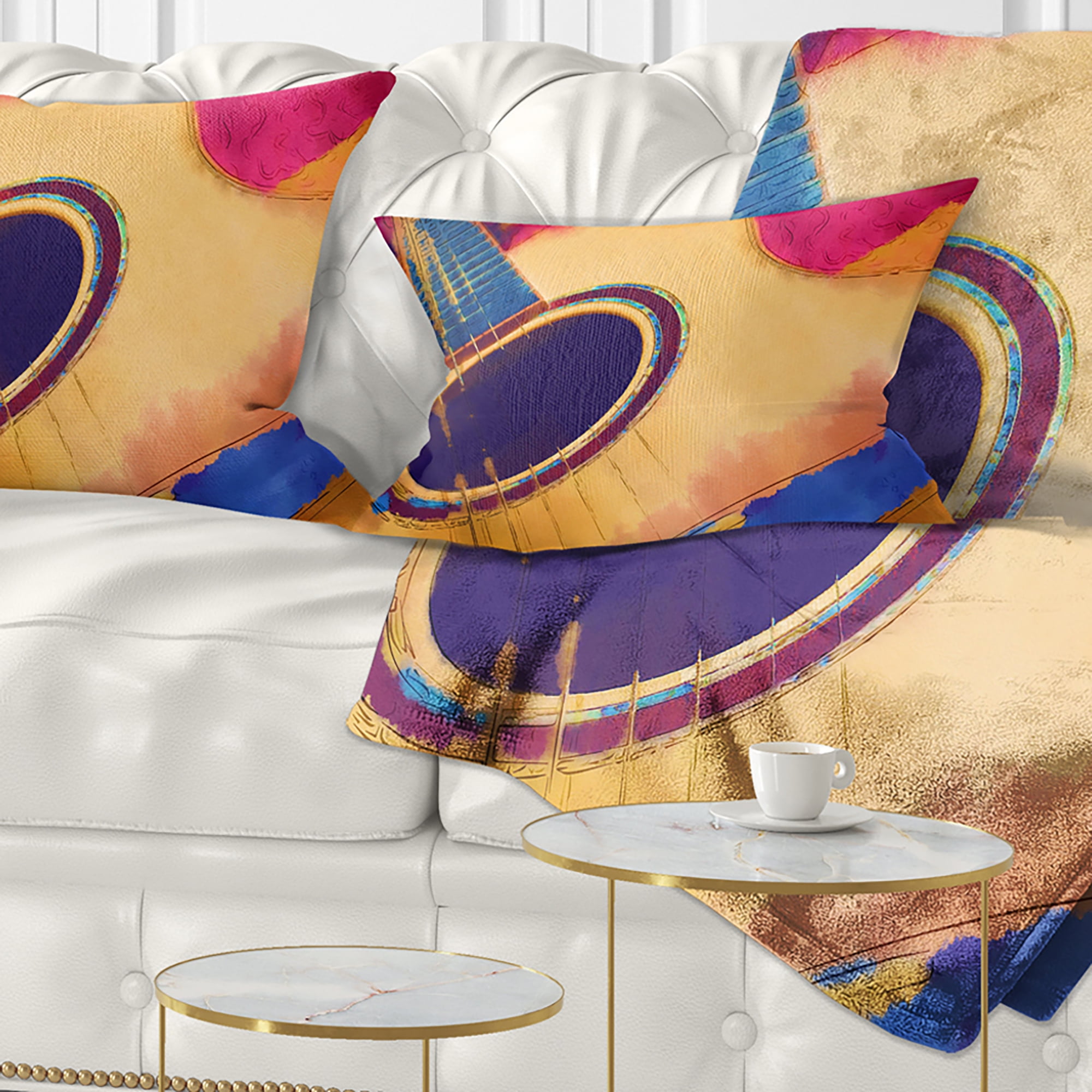 Designart Listen to the Colorful Music - Music Throw Pillow - 12x20