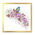 thumbnail image 1 of Designart 'Little Blue Bird Sitting On Colorful Boquet of Flowers' Traditional Framed Art Print, 1 of 4