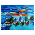 thumbnail image 1 of Designart ' Little Boats Wating In The Blue Harbour ' Nautical & Coastal Canvas Wall Art Print, 1 of 4