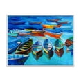 thumbnail image 1 of Designart 'Little Boats Wating In The Blue Harbour' Nautical & Coastal Framed Canvas Wall Art Print, 1 of 5