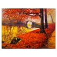 thumbnail image 1 of Designart ' Little Bridge In Deep Orange Autumn Landscape I ' Traditional Canvas Wall Art Print, 1 of 4