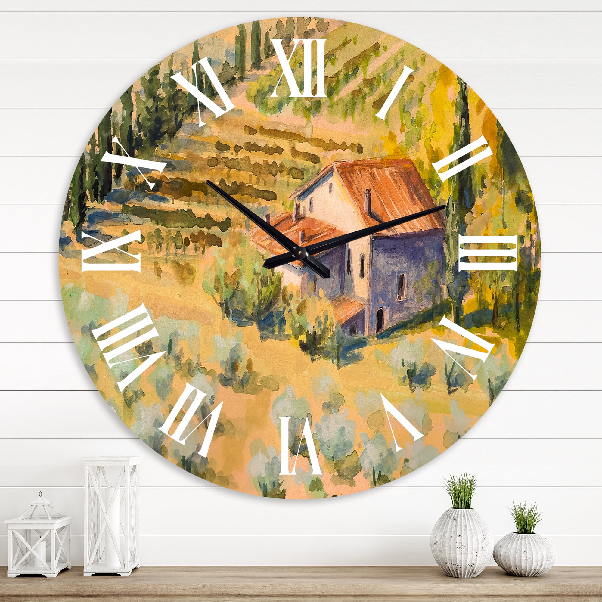 Designart 'Little Farm In Countryside' Country Wall Clock