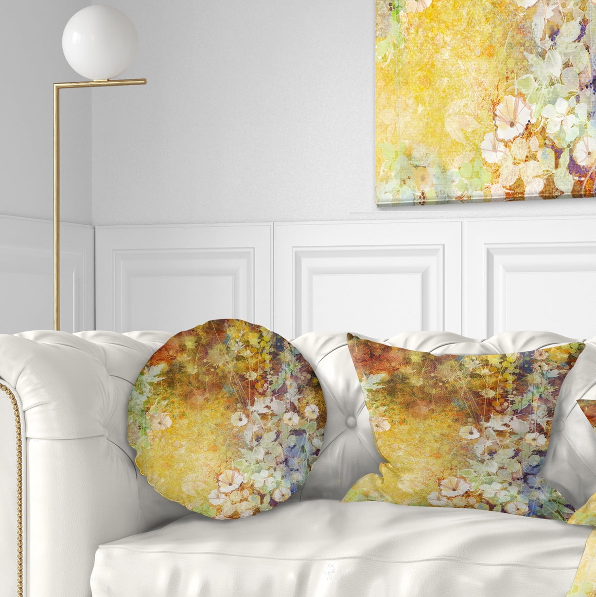 Designart Little Flowers with Soft Green Leaves - Floral Throw Pillow - 12x20
