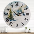thumbnail image 1 of Designart 'Little House In The Winter Mountains' Traditional Wall Clock, 1 of 5
