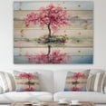 thumbnail image 1 of Designart 'Little Idyllic IsLand With Japanese Cherry Blossom Tree' Farmhouse Print on Natural Pine Wood, 1 of 3