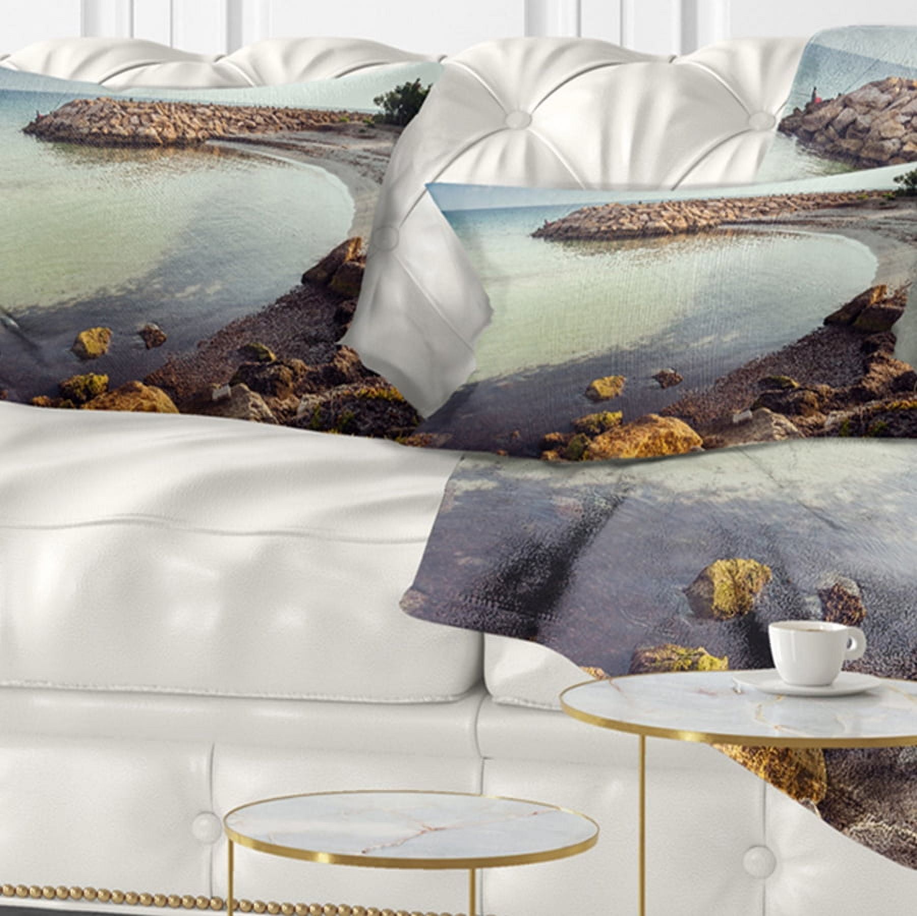 Designart Little Lagoon with Fishermen Africa - Seashore Throw Pillow - 12x20
