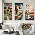 thumbnail image 1 of Designart "Little Mountain Road Journey to Rustic White Church" Abstract Landscape Framed Wall Art Set Of 3 - Green Abstract Landscapes Frame Gallery Wall Set For Home Decor, 1 of 6
