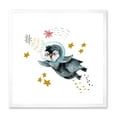 thumbnail image 1 of Designart 'Little Penguin Flying Planets and Stars I' Farmhouse Framed Art Print, 1 of 4
