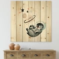 thumbnail image 1 of Designart 'Little Penguin With Planets and Stars I' Farmhouse Print on Natural Pine Wood, 1 of 5