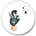 thumbnail image 1 of Designart 'Little Penguin With Planets and Stars II' Farmhouse Circle Metal Wall Art 23x23 - Disc of 23, 1 of 5