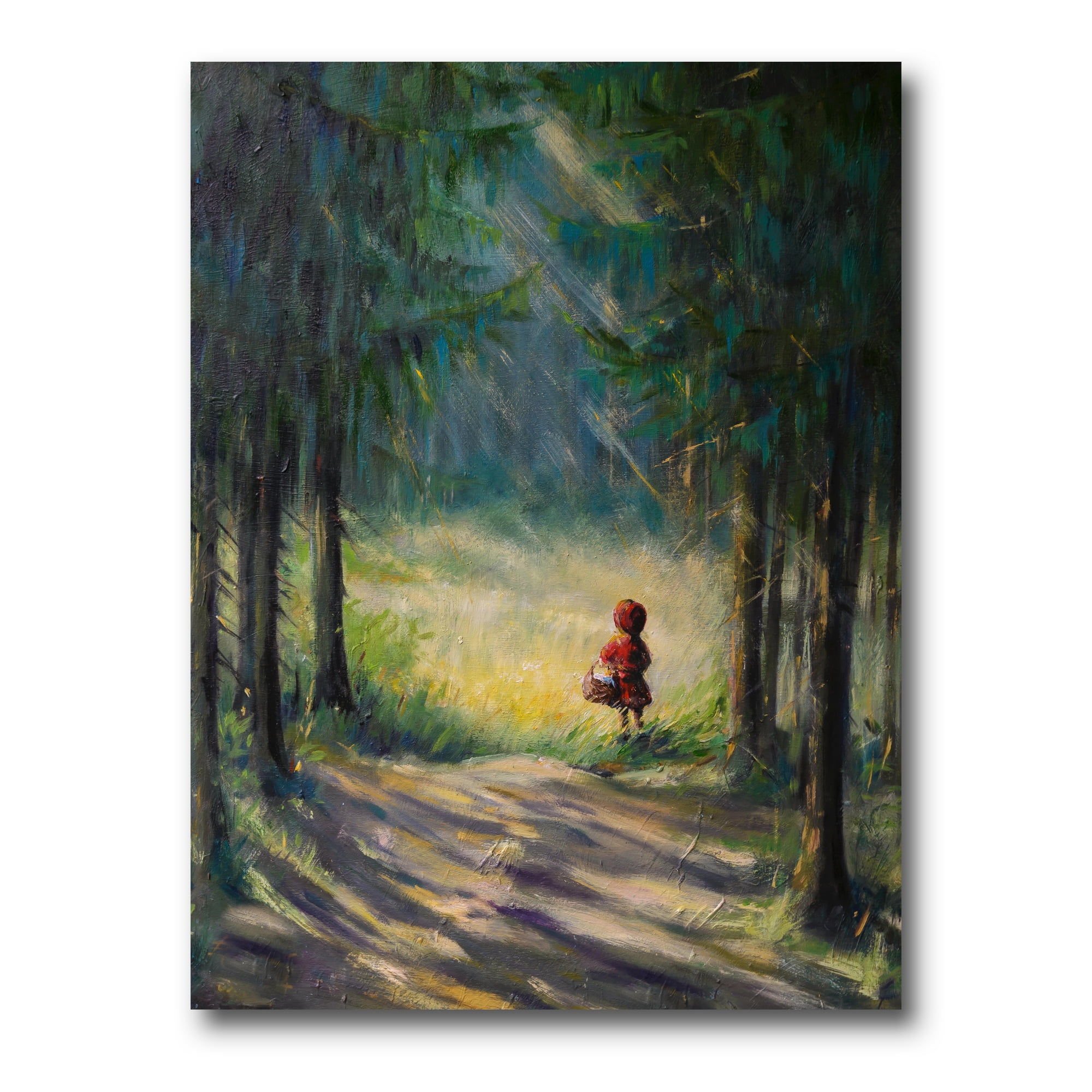 Designart ' Little Red Kid Riding Hood In The Woods ' Traditional Canvas Wall Art Print