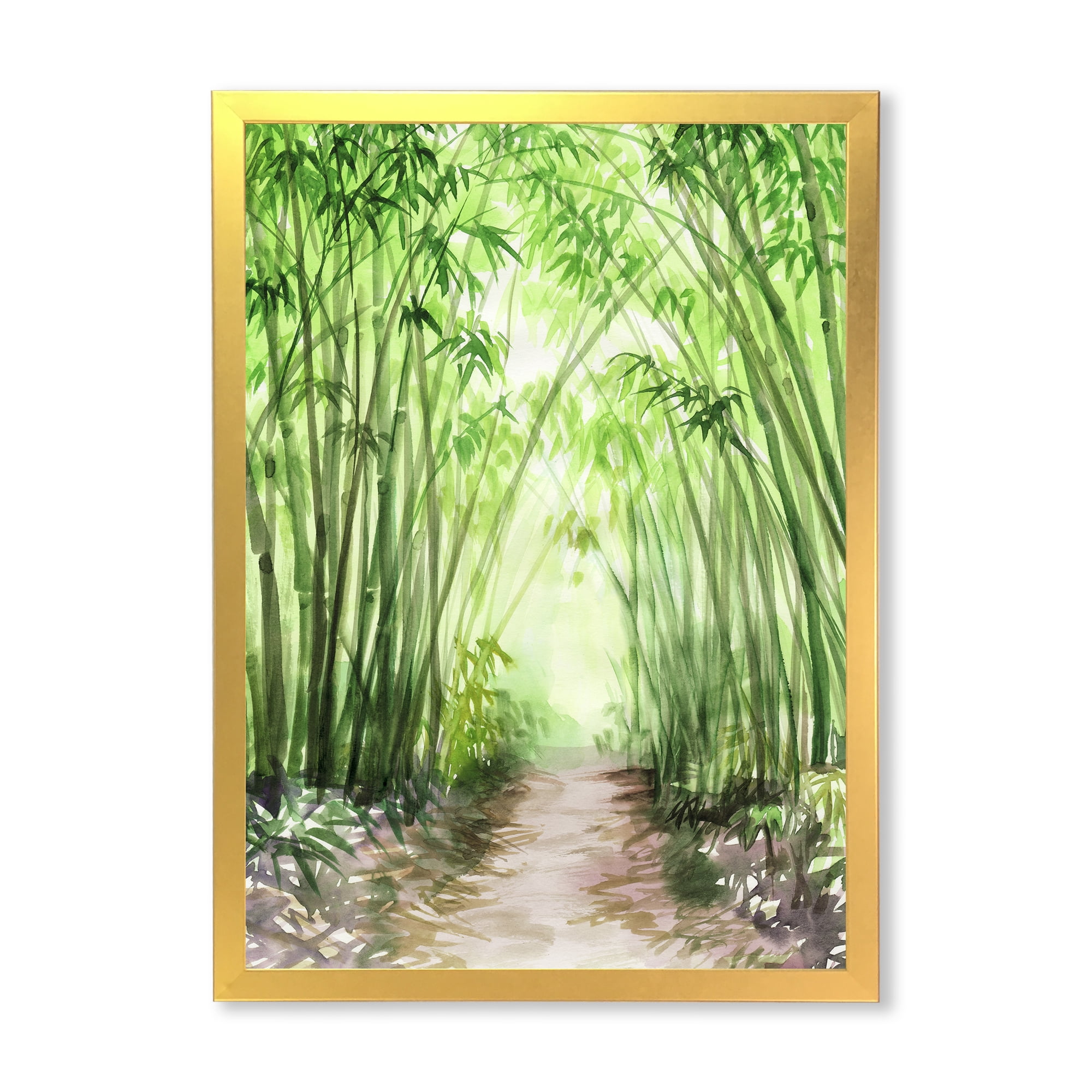 Designart 'Little Road Through Bamboo Forest' Traditional Framed Art Print