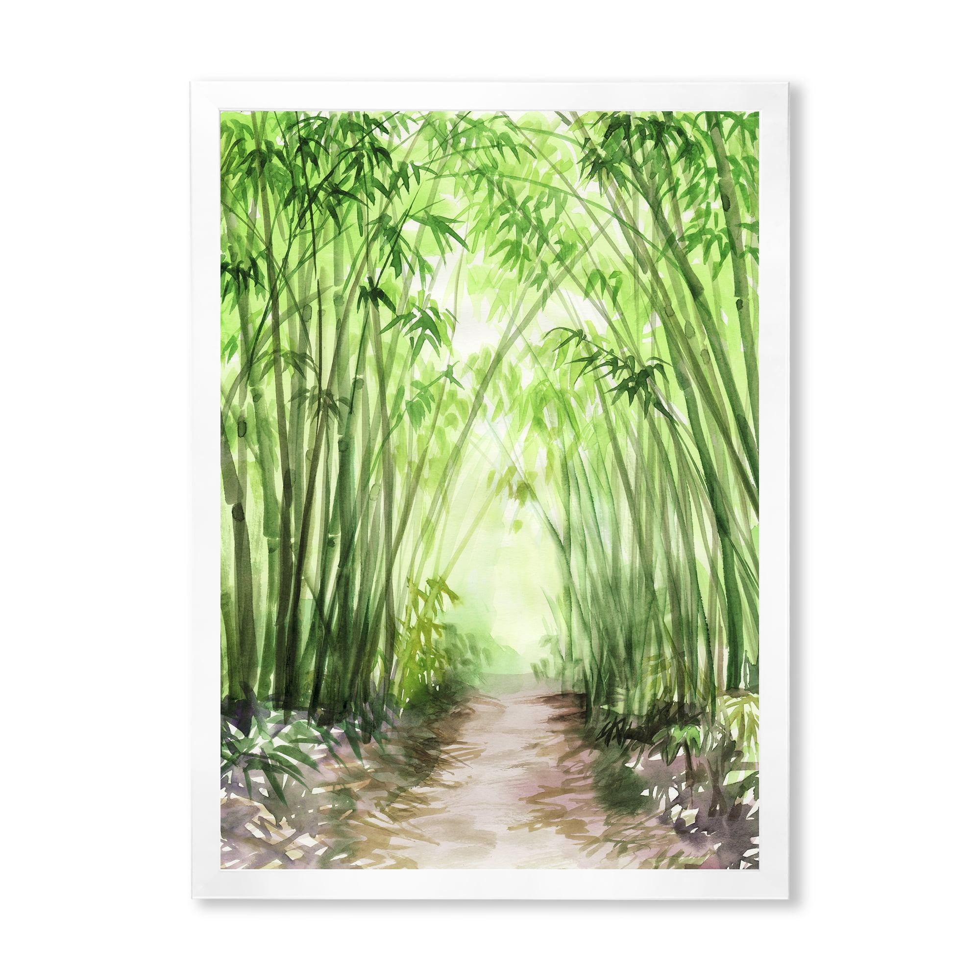 Designart 'Little Road Through Bamboo Forest' Traditional Framed Art Print