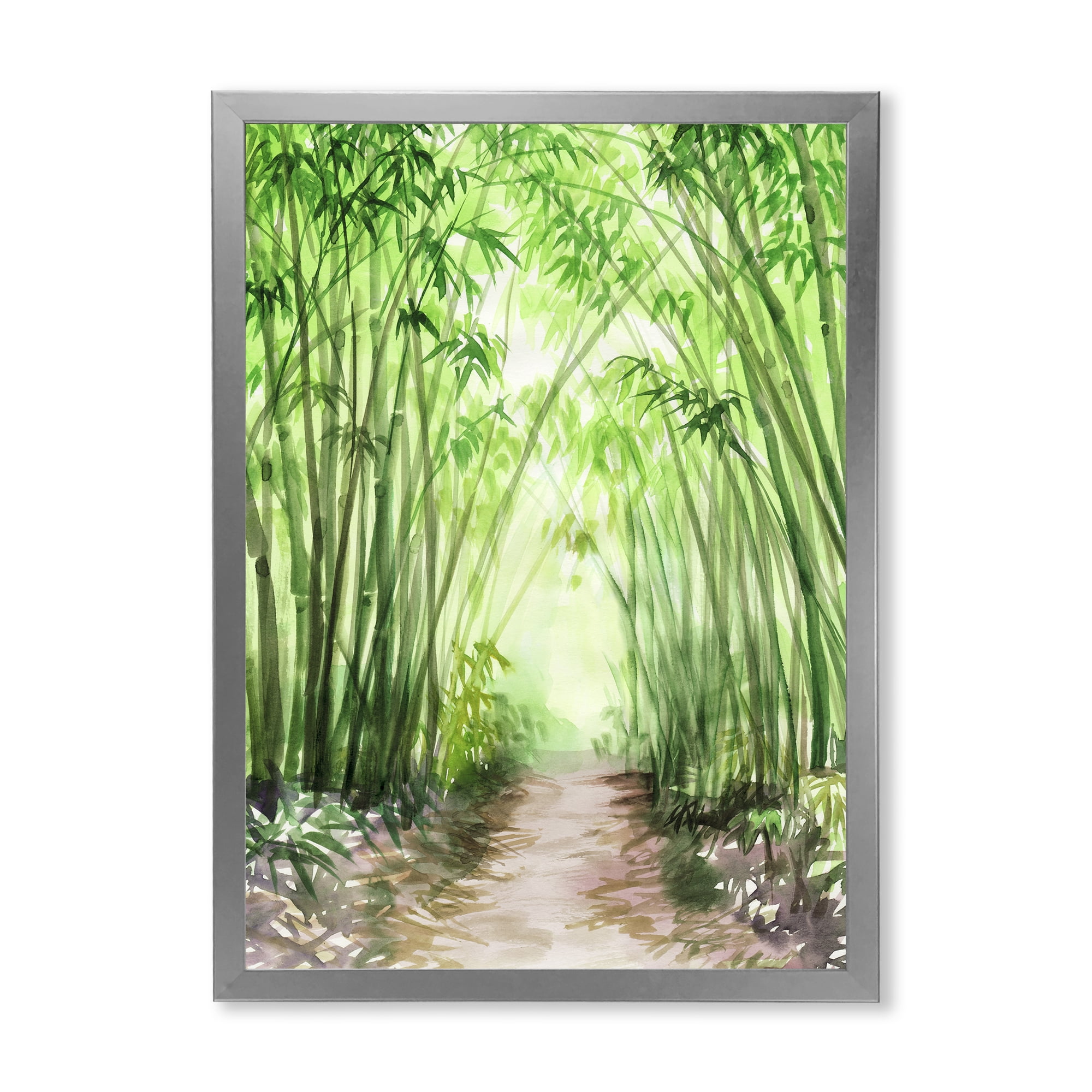 Designart 'Little Road Through Bamboo Forest' Traditional Framed Art Print