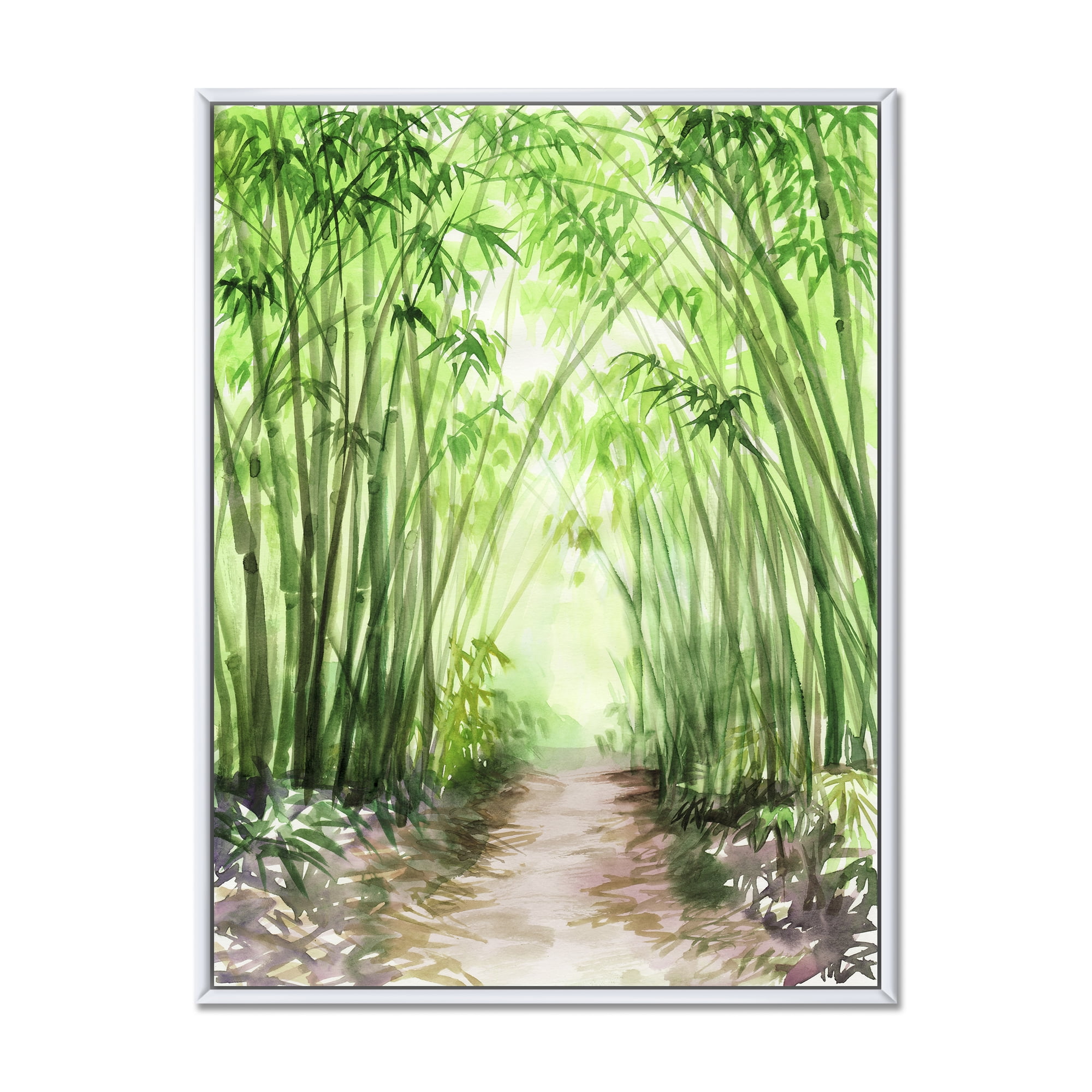 Designart 'Little Road Through Bamboo Forest' Traditional Framed Canvas Wall Art Print