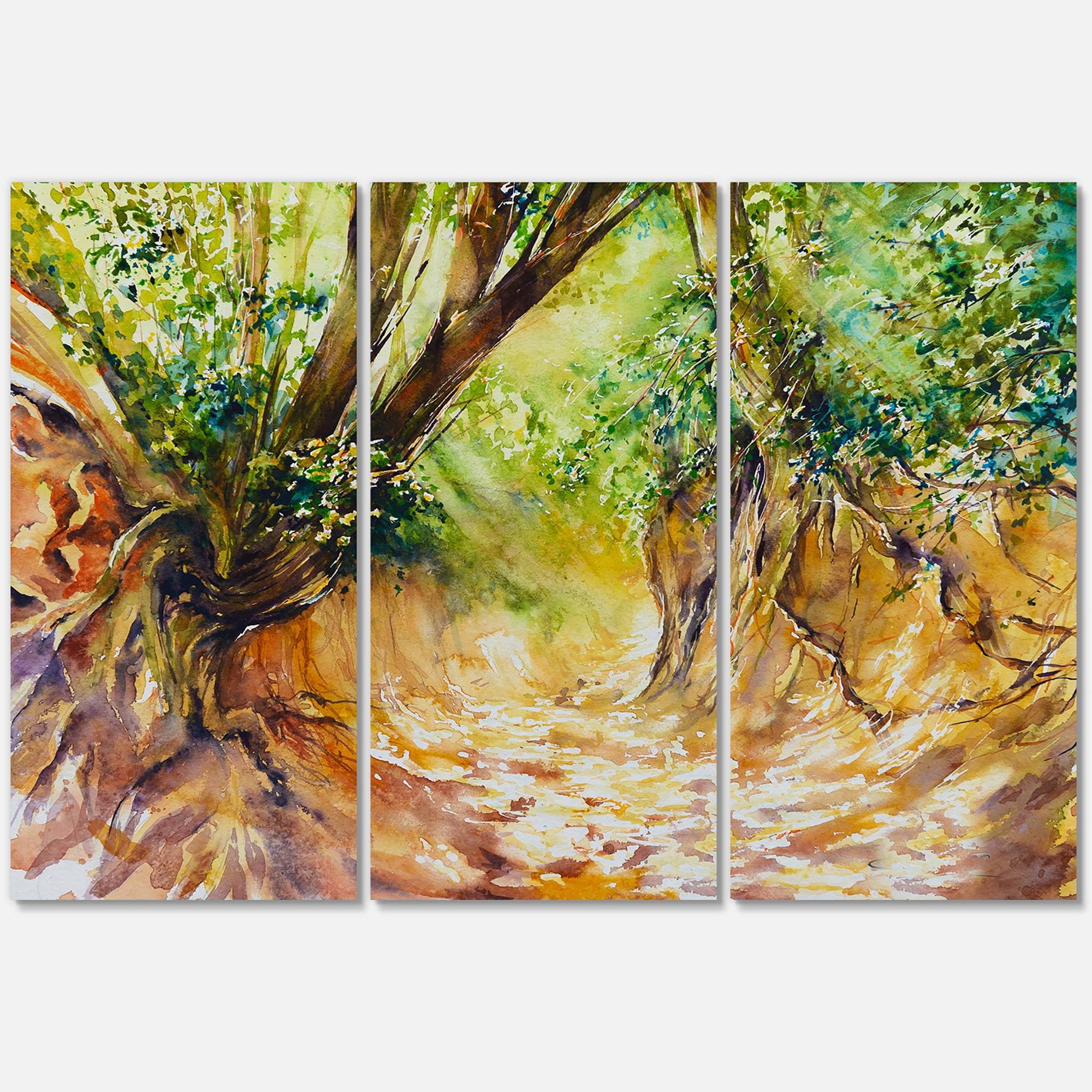 Designart ' Little Road in Deep Forest ' Traditional Canvas Wall Art Print