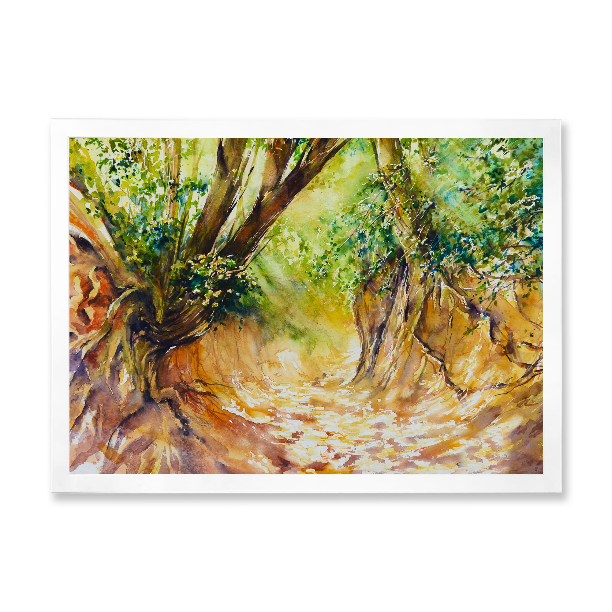 Designart 'Little Road in Deep Forest ' Traditional Framed Art Print