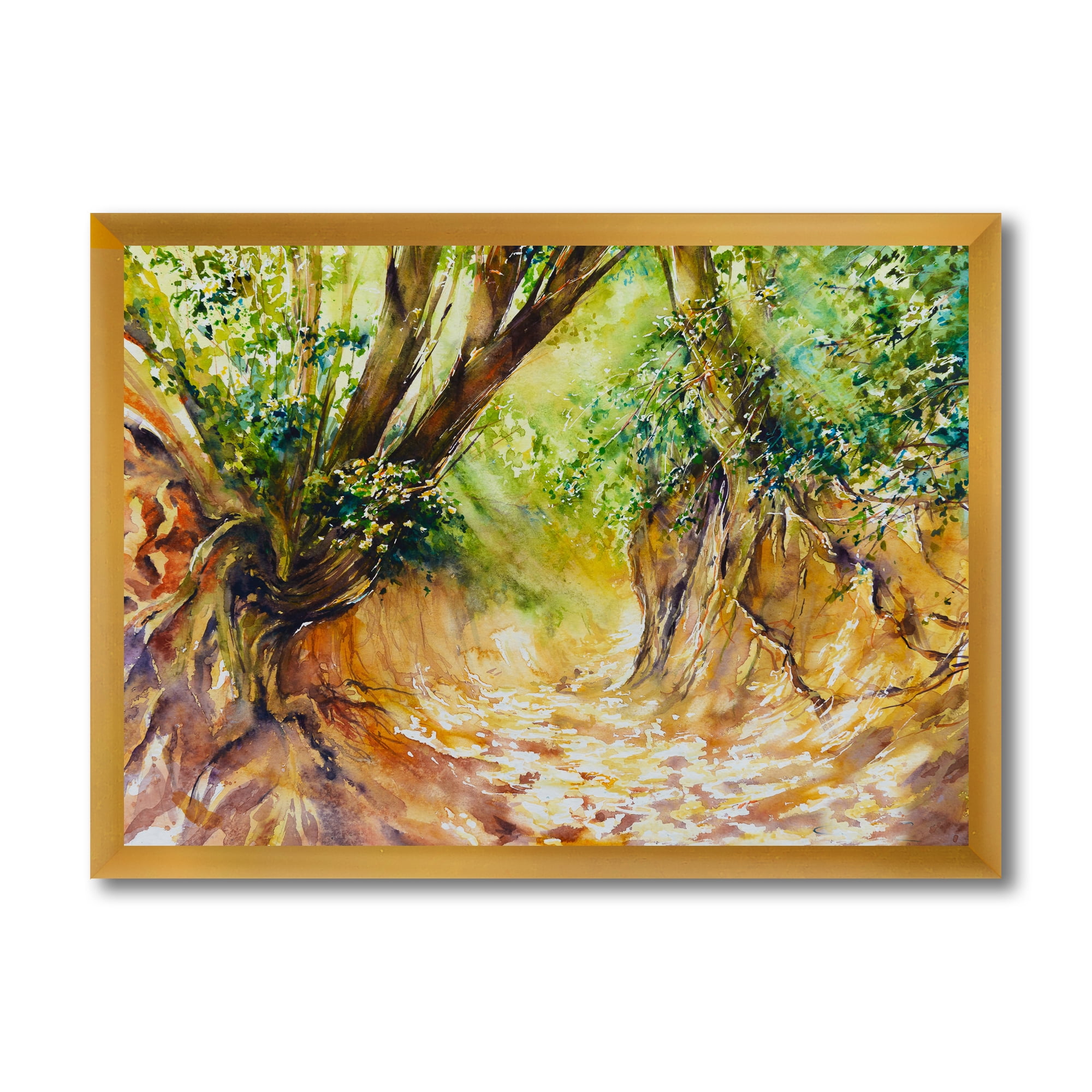 Designart 'Little Road in Deep Forest ' Traditional Framed Art Print