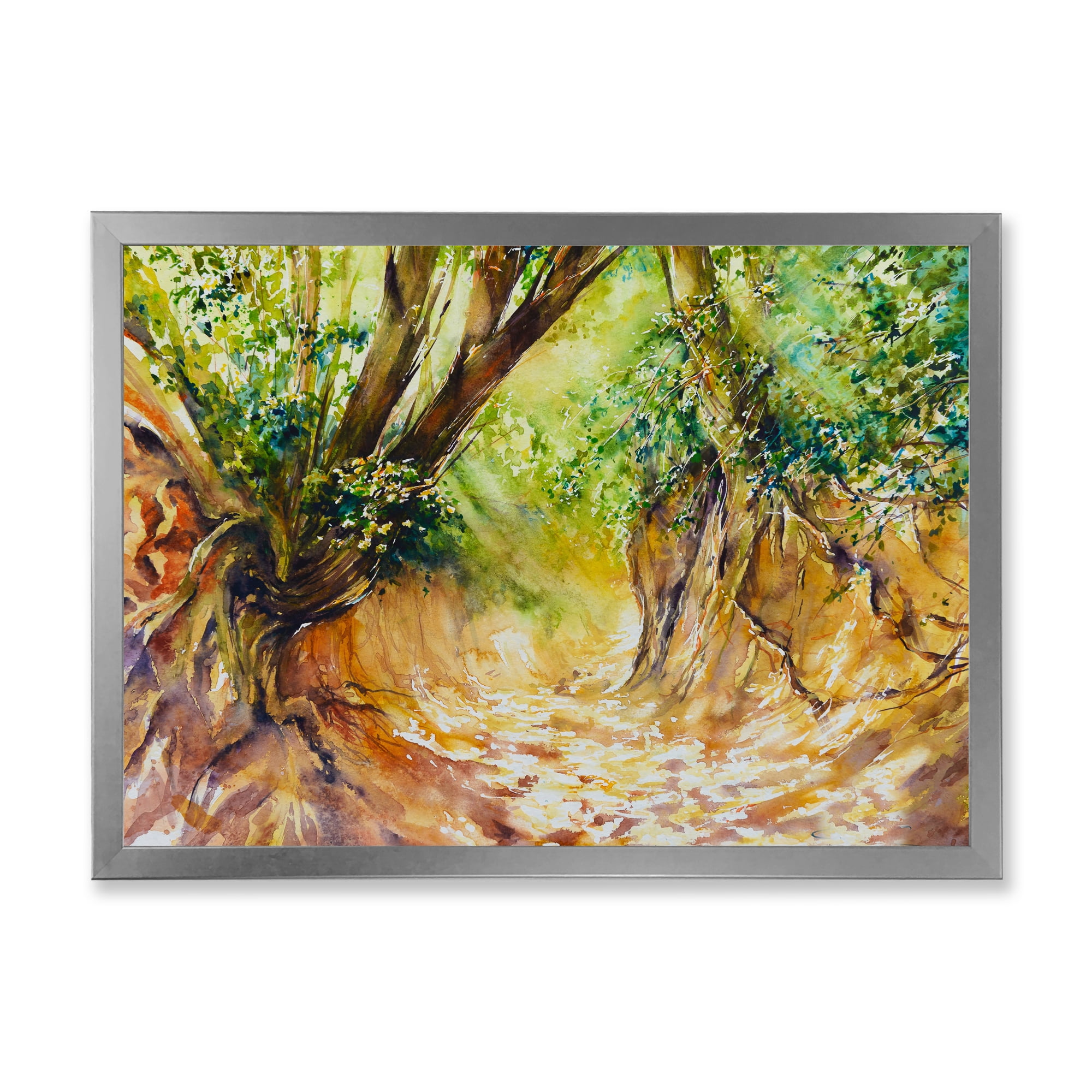 Designart 'Little Road in Deep Forest ' Traditional Framed Art Print