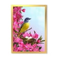 thumbnail image 1 of Designart 'Little Yellow Bird Near The Nest with Pink Flowers' Traditional Framed Art Print, 1 of 4