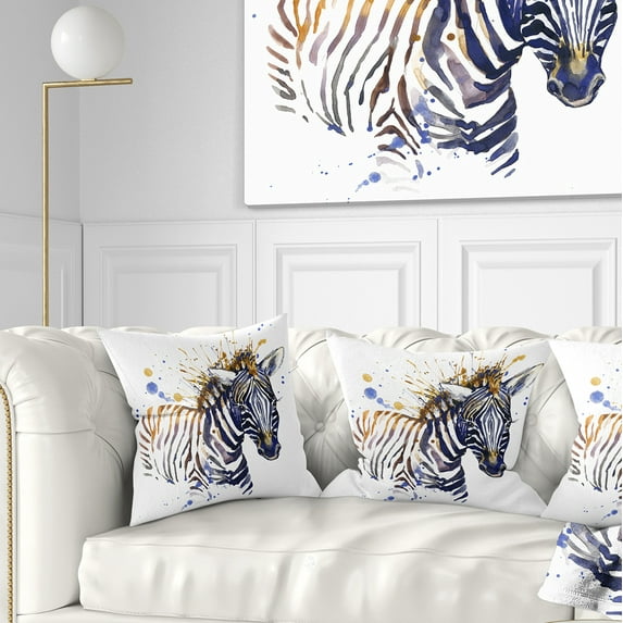 Designart Little Zebra Illustration Art - Animal Throw Pillow - 18x18