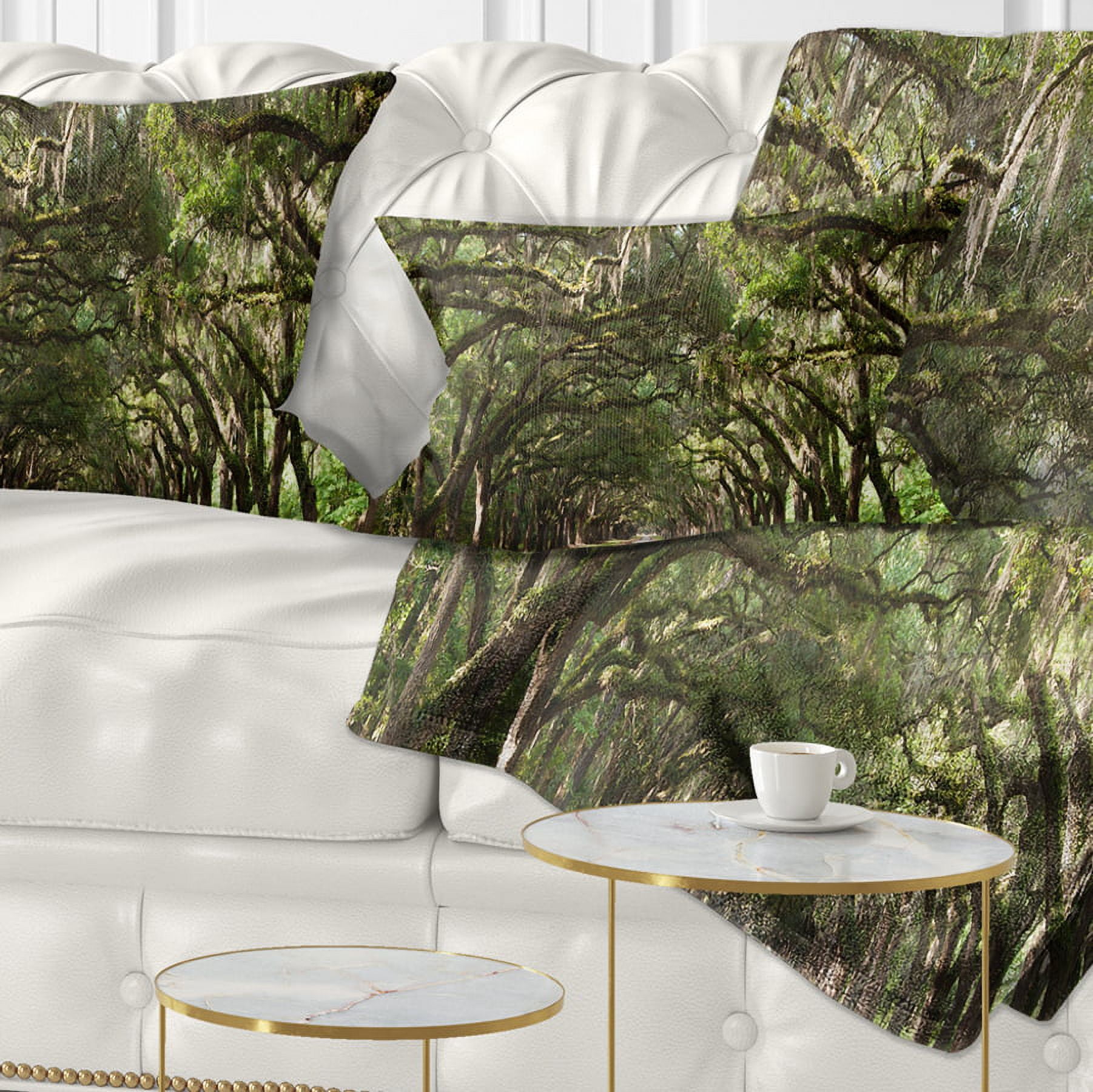 Designart Live Oak Tunnel - Photography Throw Pillow - 12x20