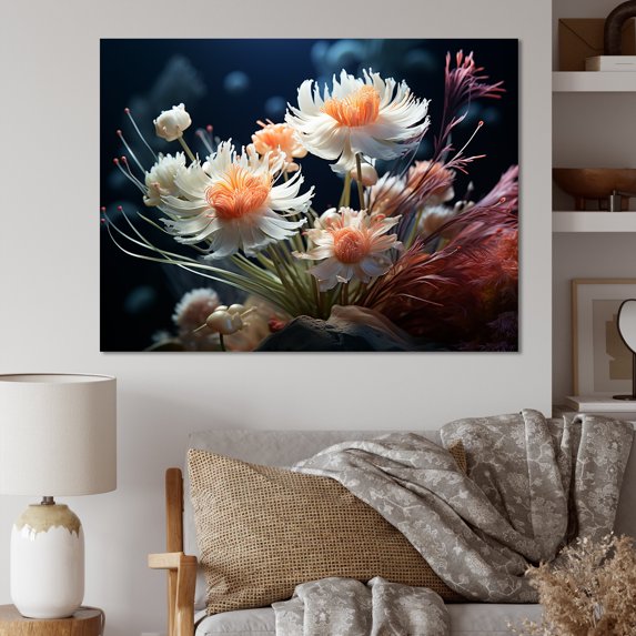 Designart "Lively Delights In White Flowers" Flowers Canvas Art Print