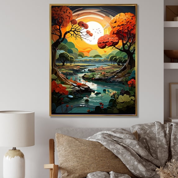 Designart "Lively Oasis Baobab" Tree Baobab Floater Framed Canvas Art Print