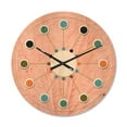 thumbnail image 1 of Designart 'Living Botanical Coral Pink' Mid-Century Modern Wood Wall Clock, 1 of 5