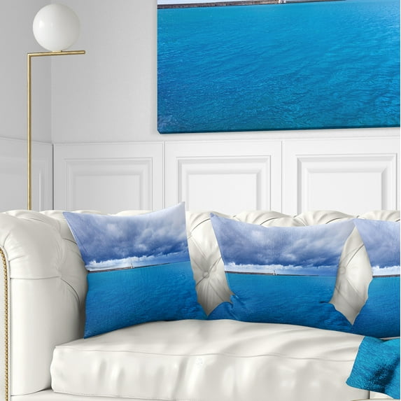 Designart Livorno Port Lighthouse - Seascape Throw Pillow - 18x18