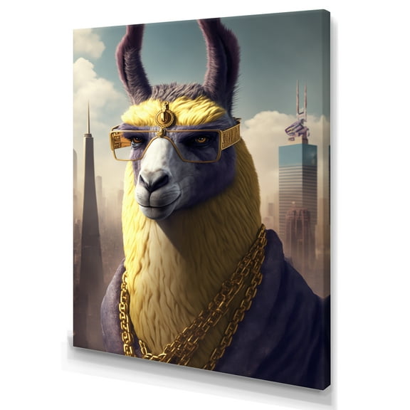 Designart Llama Gangster In NYC Canvas Wall Art