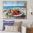 thumbnail image 1 of Designart "Lobster Dinner With A View Of The Ocean" Poinsettias Floater Framed Wall Art Living Room, 1 of 5