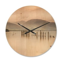 Designart 'Loch Lomond Jetty and Mountains Landscape' Modern Wood Wall Clock