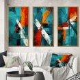 thumbnail image 1 of Designart "Logic of Love Abstract in Teal II" Abstract Painting Framed Wall Art Set Of 3 - Red Modern Frame Gallery Set For Office Decor, 1 of 6